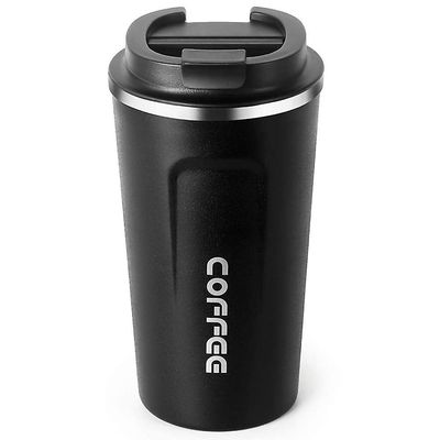 Eveltek Isoleret rustfrit vakuumkaffe rejsekrus med lækagesikker flip Sort 380ml