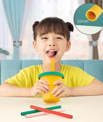 Gangxun Foldbar silikone kop sippy kop med halm, spild bevis og skridsikre håndtag, ingen Bpa, ubrydelig, Kids Bambus Cups - Kids Baby Cups med Sil...