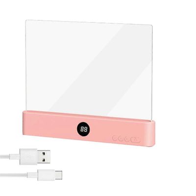 Kirjavalo, ladattava kirkas LED-tasainen lukuvalo, jossa 3 väriä ja ajastin, lautaslamppu, kirja, täysikokoinen Pink