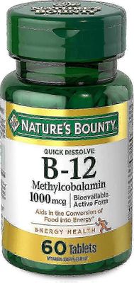 Natures Bounty Luonnon bounty B12-methylcobalamin, 1000 mikrog, tabletit, 60 ea