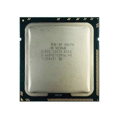 Xeon X5690 -suoritin - Kanta LGA1366 6 ydintä, 12 säiettä, 3,46 GHz, 12 Mt L3-välimuisti, 130 W TDP.