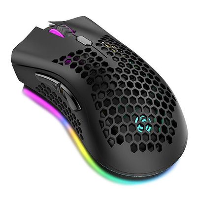 BM600 langaton ladattava hiiri 2.4G + BT5.0 kaksitilainen kevyt hiiri RGB hengitysvalovaikutus 4-vaihteella säädettävä DPI valkoinen Musta