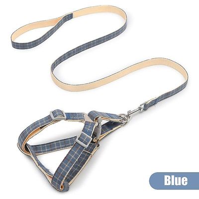 Justerbar Vest Krave Nylon Pet Hund Bly Snor, 120x2.0cm blå farve