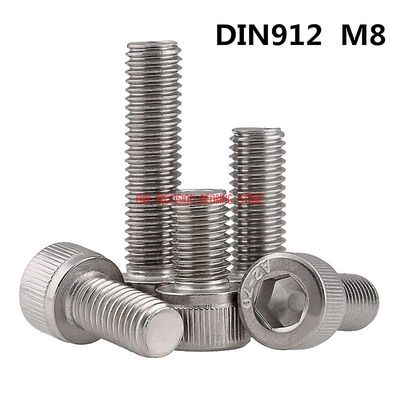 Din912 M8 metrisk gevind 304 rustfrit stål hex socket head cap skruebolte M8 *(10/12/14/16/20/25/30/35/40/45/50/55/60 ~ 150) mm