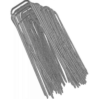 100 kpl 11 gaugen galvanoidusta teräksestä valmistetut puutarhapanokset rikkakasvikankaalle