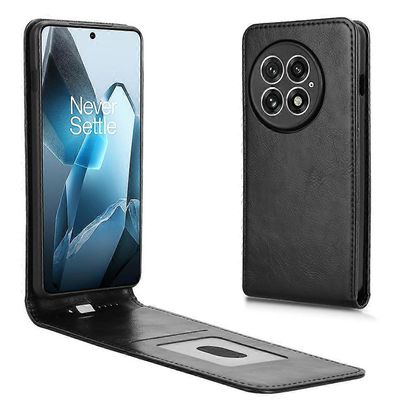 OnePlus 13 -kotelo, jossa korttipaikka magneettinen pystysuora käännettävä nahkainen puhelimen kansi - musta Monivärinen Black