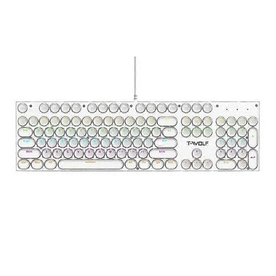 T-WOLF T75 galvanoitu Punk 104 näppäimen mekaaninen pelinäppäimistö RGB-taustavalaistulla langallisella USB-näppäimistöllä Valkoinen