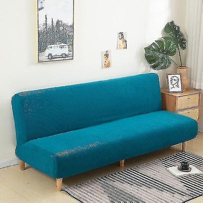 Suuri kädetön vuodesohva slipcover sohvanpäällinen ilman käsinojia Joustava Taitettava Futon-kansi Pölytiivis elastinen irrotettava jacquard Sinine...