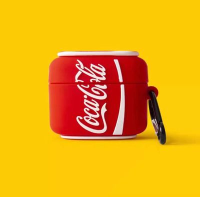 Baiccf Coca-Cola søt tegneserie øretelefonboks, airpods Ny 3 (4) trådløs Bluetooth-øretelefonboks silikonboks.