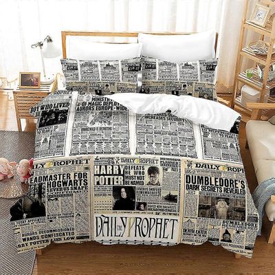 H01 Harry Potter 3D-tulostettu vuodevaatteet setti pussilakana peitto peitto tyynyliina lasten lahja AU KING 220x240cm