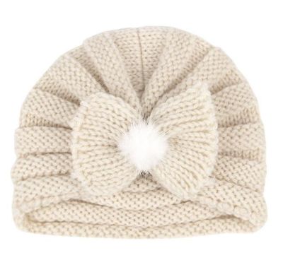 Handuo Baby Hue Hat Nyfødte Hatte Toddler Toddler Soft Cute Strik Cap hvid
