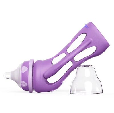 Yunshu Glas sutteflaske brystlignende sut med temperaturfølsomt beskyttelsesdæksel lilla 240ml
