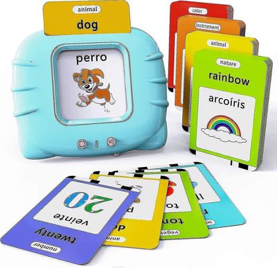 Till Espanjan ja englannin kaksikieliset ble-muistikortit leikkivät musiikilla, opi espanjaa ja englantia lapsille, Nias, Nios, Bebes Cyan