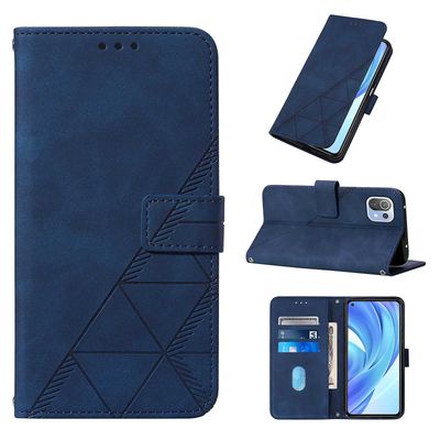 Gangxun Kompatibel med Xiaomi Mi 11 Lite Case Læder Folio Cover Wallet Magnetic Premium Etui Coque blå