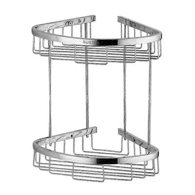 SUS304 ruostumattomasta teräksestä valmistettu kulmasuihkukaappi, 2-kerroksinen kylpyhuoneen hyllyn järjestäjä