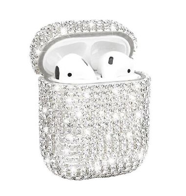 Airpods-etui, Airpods-etuideksel Pc-belagt skall + rhinestones-hud, airpods beskyttende bling glitterveske, ripesikker og fallsikker for Apple Ai