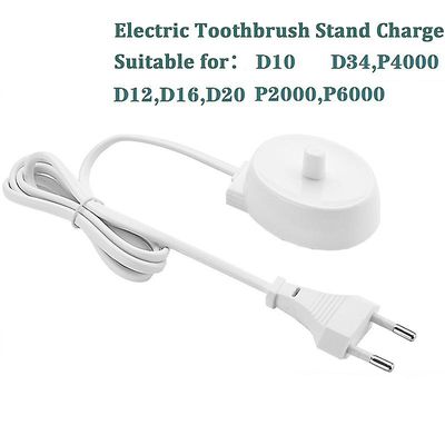 Unbrand Elektrisk tandborststativladdare EU-kontaktbyte för Braun Oral B D12 D20 Vit