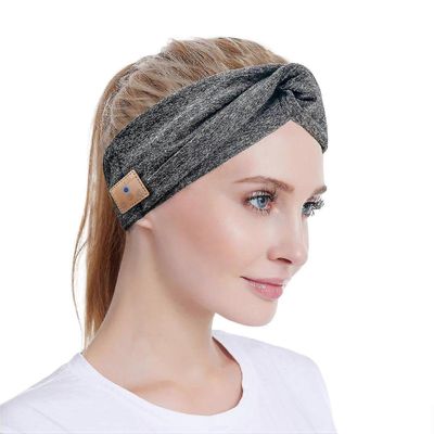 Bluetooth -pääpanta naisille, hd-kaiuttimet Bluetooth 5.0 langattomat pääpantakuulokkeet, muotinharmaa päänauha solmitulla / kierresuunnittelulla