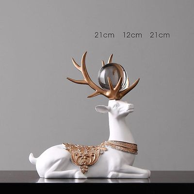 Fantasia Lucky Hjorte Ornamenter Harpiks Stue Veranda Kontor Tv Kabinet Home Soft Dekoration Lie the deer