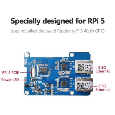 MP2.5GD Rasbperry Pi 5 PCIE -kaksois-2.5G Ethernet -laajennuskorttiin