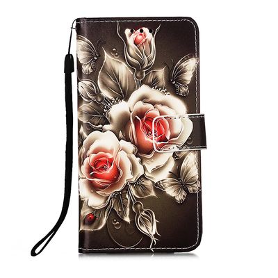 Foxdock Kompatibel med Samsung Galaxy S22 Plus Case Læder Flip Tegnebog cover med kort slotholder kickstand mønster - Rose