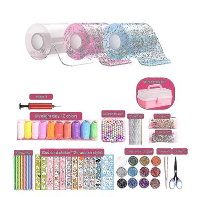 Nanoteippikuplasarja lapsille vaiheittaisilla video-oppailla, nano-kaksipuolinen liimageelikahva jäljetön teippi nanomaaginen teippikuplat/bl Valko...