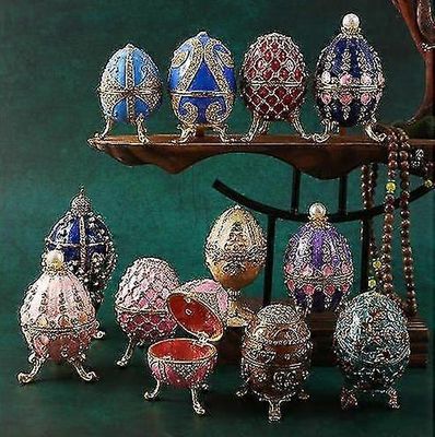 Faberge Egg -sarjan käsinmaalattu saranoitu rihkama korurasia, ainutlaatuinen lahja kodin sisustus, paras pääsiäispäivän keräilykoru chumian