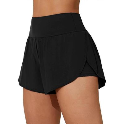 Charmleaks Naisten uimashortsit Side Split Swim Trunk 2 in 1 lautashortsit taskuilla uima-alaosa musta L