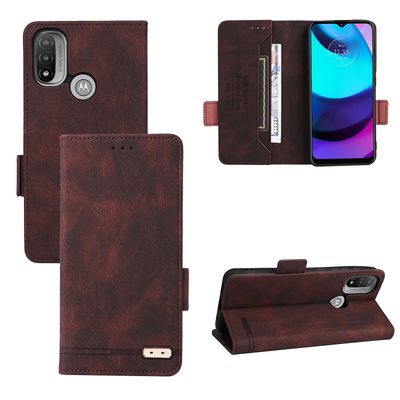 Gangxun Etui til Motorola Moto E20/e30/e40 læderetui Folio Flip med kreditkortslots Etui Coque Brown