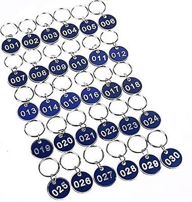 Aluminium Nummermærker Håndmærke Hangtag Metal Nummerplade Nøgle Depositum Nummererede Tags Id Tags Nøglebrikker (1-50, Blå)
