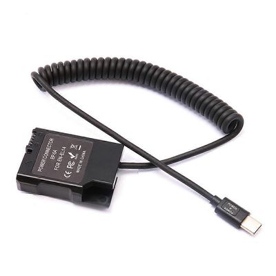 EN-EL14 Dummy Battery USB-C-liitinsovitin Nukkeakkuliitin USB C-tyypin jousivirtajohdolla Nikon D3100:lle