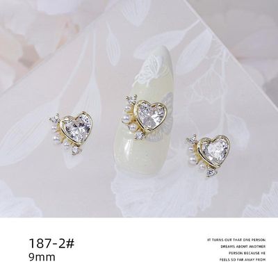 Zircon smykker Metal Pearl Bow Vedhæng Heart Diamond Nail Dekoration Materiale 1872