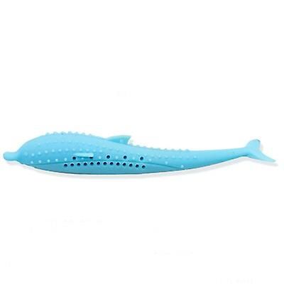 Blød silikone cat tandbørste Legetøj Pet Molar Stick Rengøring Tænder Fisk Interactive Chew Cats Toys Katteurt Pet Supplies Blå