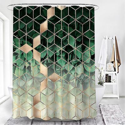 moderne geometrisk dusj gardin bad vanntett gardin Grønn 180x180cm