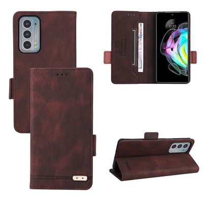 Gangxun Etui til Motorola Moto Edge 20 læderetui folio flip med kreditkortspor Etui Coque Brown