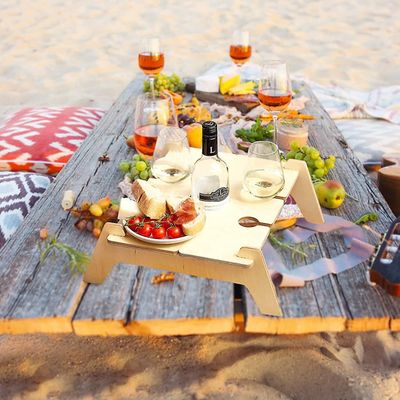 Tianzun Bærbar tre utendørs piknik vinbord, sammenleggbart bord Liten sammenleggbar bord strandbord mini vinbord utendørs