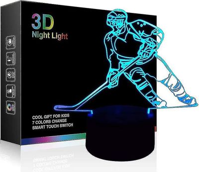 Hockey Night Light, jääkiekkoilija 3d valaistuslamppu lapsille 7 led värinvaihto kosketuspöytä Pöytävalaisimet Viileät lelut Lahjat Syntymäpäivä Jo...