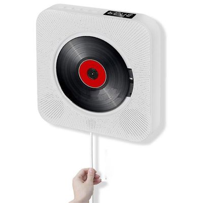 bærbar cd-spiller med Bluetooth, veggmontering cd musikk spiller hjemme lyd fm radio med fjernkontroll