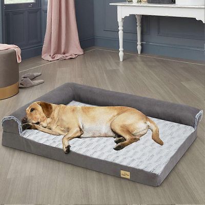 Suuri ortopedinen koiran sänky lepotuoli tyyny niskatuki lemmikkieläinten vuodesohva Harmaa 100x75x20cm