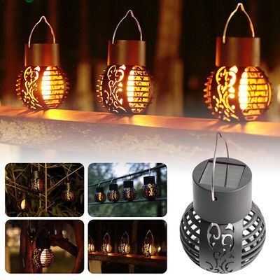 6 LED Solar Drevet Flimrende Flammelys Hengende Lantern Lamp Hage Innredning