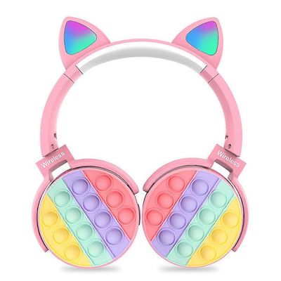 Bluetooth on-ear kuulokkeet pop kuplat, värikäs stereo langaton bluetooth kuuloke matkapuhelimeen tablet PC, taitettava säädettävä koulumatkoille Pink