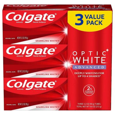 Colgate Optic White Advanced Whitening -hammastahna, 2% vetyperoksidia, 3,2 oz x 3 ea