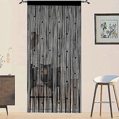 helmillä koristellut oviverhot (musta 100 * 200cm), lentävät verhot oville, ikkunoille, väliseinille, oviaukon paneeleille, olohuoneen kaappiverhoille