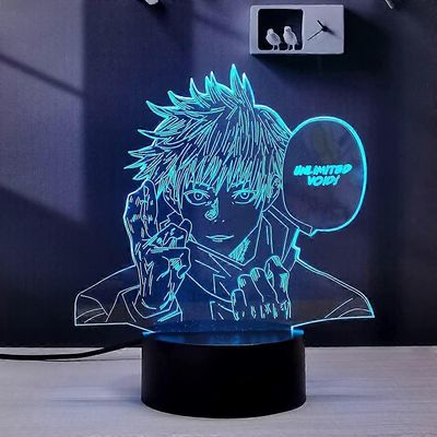 Satoru Gojo 3D illuusio Jujutsu Kaisen LED-animelamppu 16 väriä Vaihda RGB-etätyöpöydän yövalo makuuhuoneeseen (Satoru Gojo)