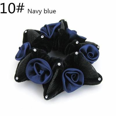 2pc Chiffon Rose Hex Hoved Blomst Hår Ring Pandebånd Farve Trompet med Diamant Fleece Pandebånd 10