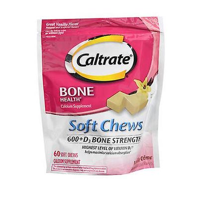 Caltrate Kalcium och D-vitamin Tillägg 600+D, Vanilla Creme 60 softchews (Förpackning med 1)