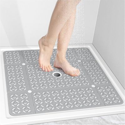 Heytea neliömäinen suihkumatto, 27"*27"erittäin suuri suihkumatto luistamaton, konepestävä suihkukaappimatto, jossa imukupit tyhjennysreiät, tpe li...