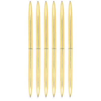 6stk Dual Heads Rotation Metal Ballpoint Pen Letvægts Metal Blue Ink Pen til skole- og kontorartikler (guld) Golden 16.30X0.78X0.10CM