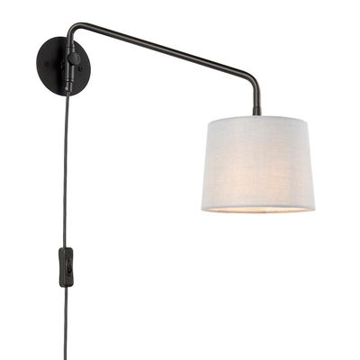Endon Collection Lighting Carlson 1 Lys væg lys Mat Sort &lysegrå bomuld mix, E14