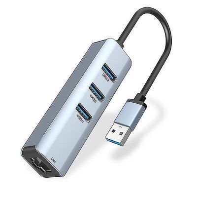 Usb 3.0 Hub -aluminium Usb Ethernet-adapter splitter med Rj45 1000Mbps Gigabit-netværk